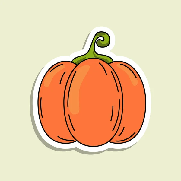 Vector Colorful Pumpkin Sticker Isolated Autumn Vegetable Lines Highlights Halloween — Stock Vector