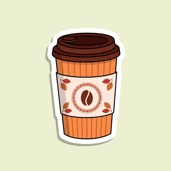 Copo Papel Café Vetorial Isolado Fundo Verde Claro Logotipo Grão —  Vetores de Stock