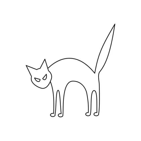 Vektör Kızgın Kedi Siluetini Izole Etti Cadılar Bayramı Boyama Karakteri — Stok Vektör