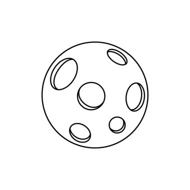 Vektör hattı sanat uydusu. Ayın izole edilmiş hali. Beyaz arka planda dolunayın siyah çizgisi. Renkli karikatür çizimi