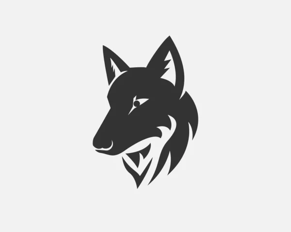 Eleganter Kopf Schwarzer Wolf Kunst Logo Design Inspiration — Stockvektor