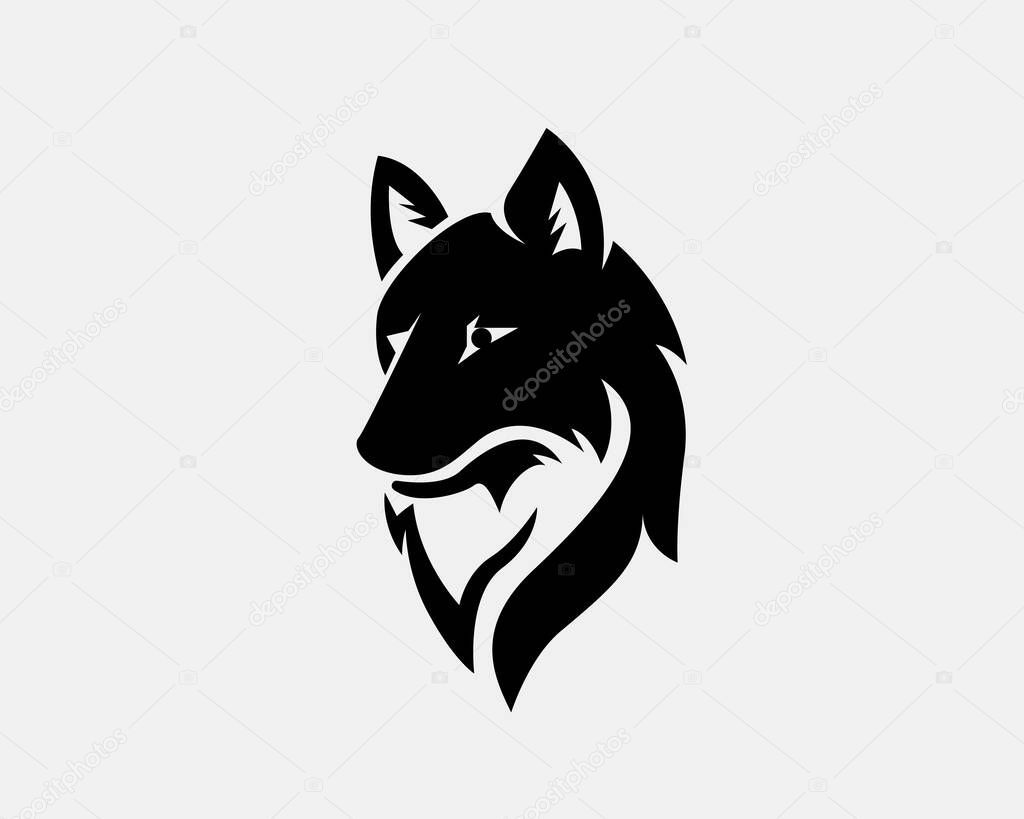 Black Head wolf art logo design inspiration