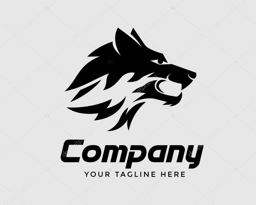 Wild roar head wolf art logo design inspiration