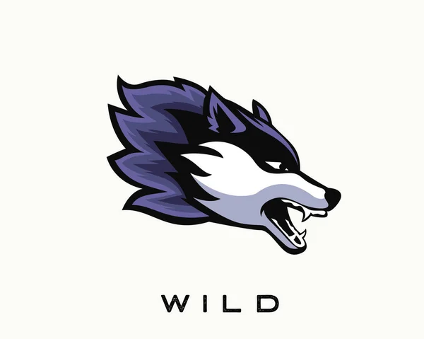 Bewegen Wild Head Wolf Brüllen Sport Art Logo Design Inspiration — Stockvektor