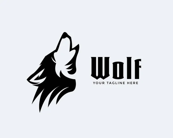 Elegante Kopf Brüllenden Wolf Kunst Logo Design Inspiration — Stockvektor