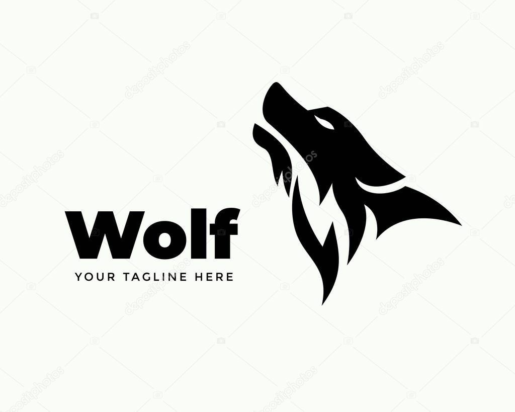 Elegant Abstract black Head wolf look up logo design inspiration