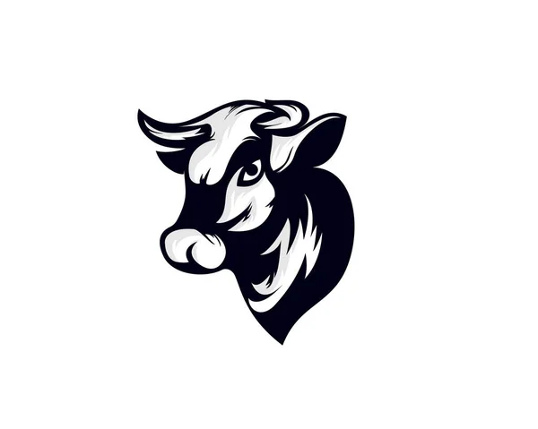 Dibujo Toro Vaca Búfalo Cabeza Negra Logo Diseño Ilustración — Vector de stock