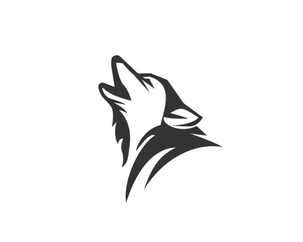 Brüllender Wolf Linie Kunst Stil Logo Design Illustration — Stockvektor