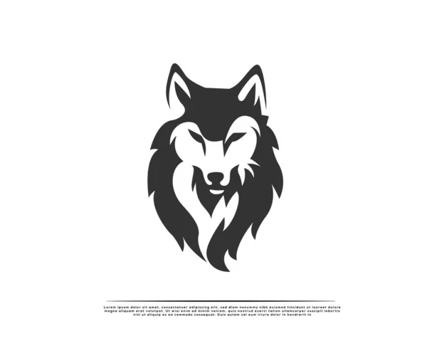 Black Head Wolf Face Fur Logo Symbol Design Illustration — Stock Vector