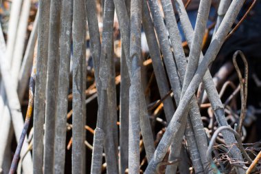 Hurda demir malzeme arka planı, eski ve kuru imalat ve metalurji şeyleri. Çelik endüstrisi.