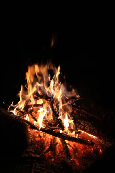 Cheminée Dans Camping Gros Plan Fond Feu Matériau Bois — Photo