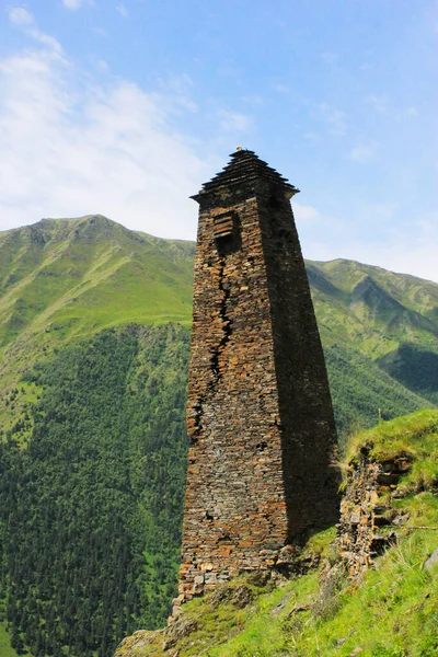 Vecchie Rovine Torre Nel Vecchio Villaggio Kvavlo Tusheti Georgia — Foto Stock