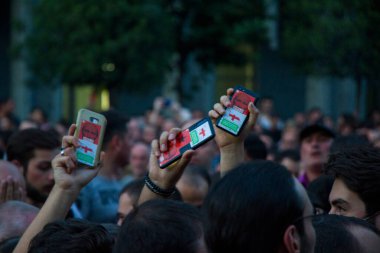 Gürcistan Parlamentosu önünde, Gavrilov 'un Gecesi veya Gürcistan' daki hükümet karşıtı protestolar olarak da bilinen protestolar düzenleniyor. Tiflis, Gürcistan.