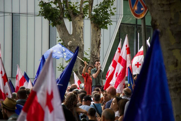 Tbilisi Georgia Luglio 2019 Proteste Georgiane Davanti Parlamento Della Georgia — Foto Stock