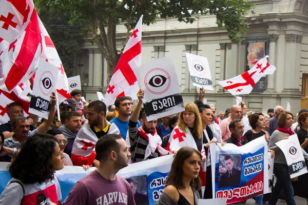 Tbilisi Georgia Jun 2019 Georgische Protesten Voor Het Parlement Van — Stockfoto