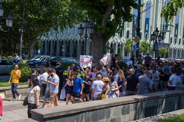 Georgische Protesten Voor Het Parlement Van Georgië Ook Bekend Als — Stockfoto