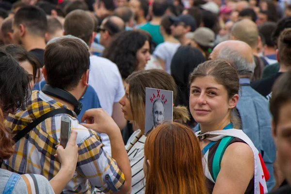 Γεωργιανές Διαδηλώσεις Μπροστά Από Κοινοβούλιο Της Γεωργίας Επίσης Γνωστές Νύχτα — Φωτογραφία Αρχείου