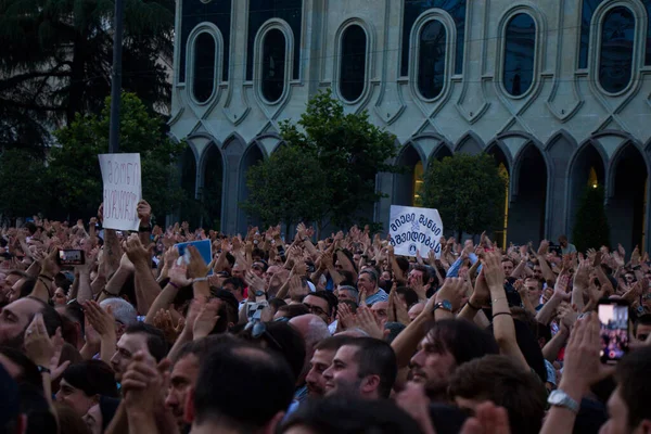 Protestas Georgianas Frente Parlamento Georgia También Conocidas Como Noche Gavrilov — Foto de Stock