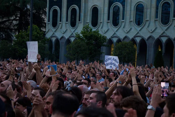 Protestos Georgianos Frente Parlamento Geórgia Também Conhecido Como Noite Gavrilov — Fotografia de Stock