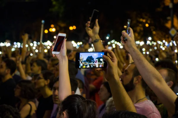 Protestos Georgianos Frente Parlamento Geórgia Também Conhecido Como Noite Gavrilov — Fotografia de Stock