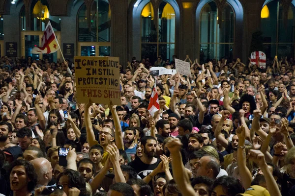 Protestos Georgianos Frente Parlamento Geórgia Também Conhecido Como Noite Gavrilov — Fotografia de Stock