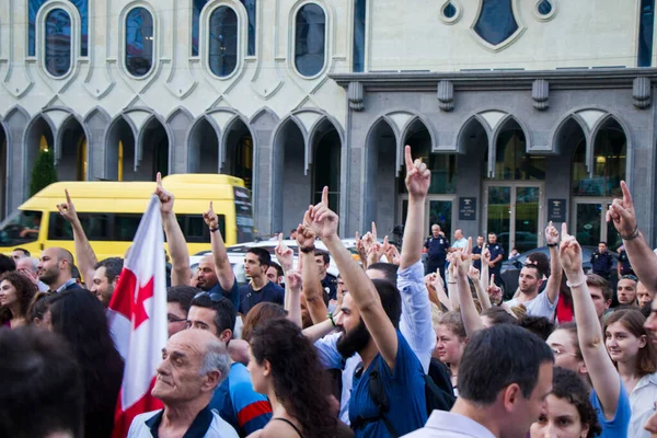 Protestos Georgianos Frente Parlamento Geórgia Também Conhecido Como Noite Gavrilov — Fotografia de Stock