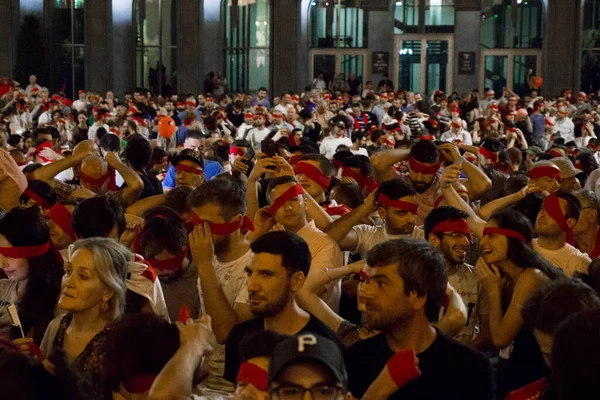 Proteste Georgiane Davanti Parlamento Della Georgia Noto Anche Come Gavrilov — Foto Stock