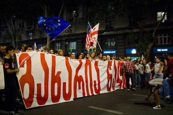 Protestos Georgianos Frente Parlamento Geórgia Também Conhecido Como Noite Gavrilov — Fotografia de Stock