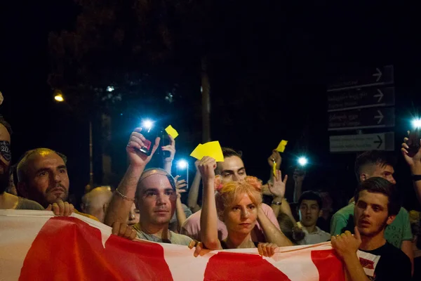 Gruzińskie Protesty Przed Parlamentem Gruzji Znane Również Jako Noc Gawriłowa — Zdjęcie stockowe