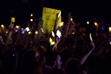 Gürcistan Parlamentosu önünde, Gavrilov 'un Gecesi veya Gürcistan' daki hükümet karşıtı protestolar olarak da bilinen protestolar düzenleniyor. Tiflis, Gürcistan.