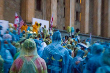 Gürcistan Parlamentosu önünde, Gavrilov 'un Gecesi veya Gürcistan' daki hükümet karşıtı protestolar olarak da bilinen protestolar düzenleniyor. Tiflis, Gürcistan.