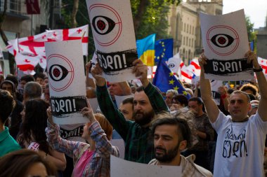 Gürcistan Parlamentosu önünde, Gavrilov 'un Gecesi veya Gürcistan' daki hükümet karşıtı protestolar olarak da bilinen protestolar düzenleniyor. Tiflis, Gürcistan.