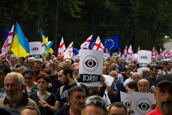 조지아 앞에서 조지아의 시위는 로프의 조지아의 반정부 시위로 도알려져 루지야 — 스톡 사진