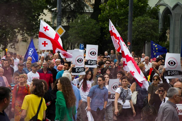 Protestos Georgianos Frente Parlamento Geórgia Também Conhecido Como Noite Gavrilov — Fotografia de Stock