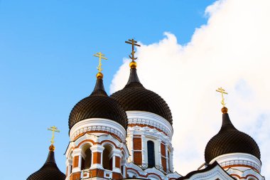 TALLINN, ESTONIA - 20 ECTOBER 2017 - Eski kasabada bina, ünlü simgeler