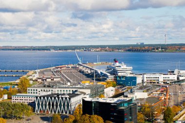 TALLINN, ESTONIA - 20 Ekim 2017: Tallinn Yolcu Limanı veya Eski Şehir Limanı, devlet Port 'taki beş limandan biri olan ana yolcu limanıdır..
