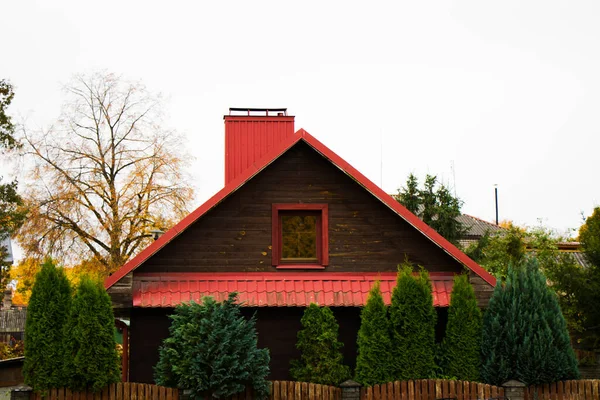 Casa Madeira Antiga Aldeia Trakai Lituânia Trakai Uma Cidade Sudeste — Fotografia de Stock