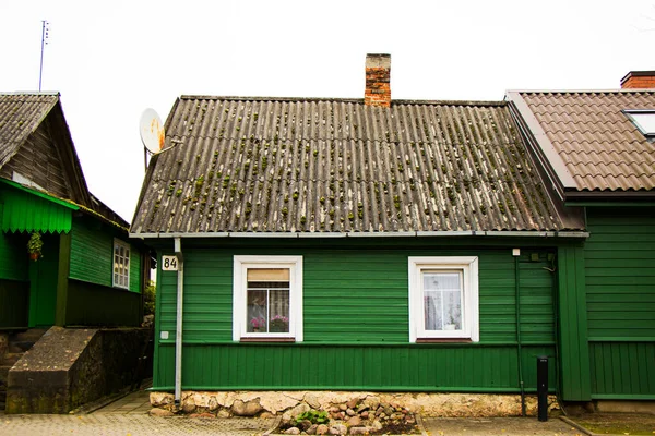 Casa Madeira Antiga Aldeia Trakai Lituânia Trakai Uma Cidade Sudeste — Fotografia de Stock