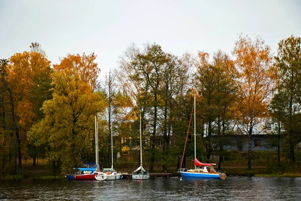 Old Wooden Boats Beach Trakai Gavle Lake Lithuania Autumn Fall — Stock Photo, Image