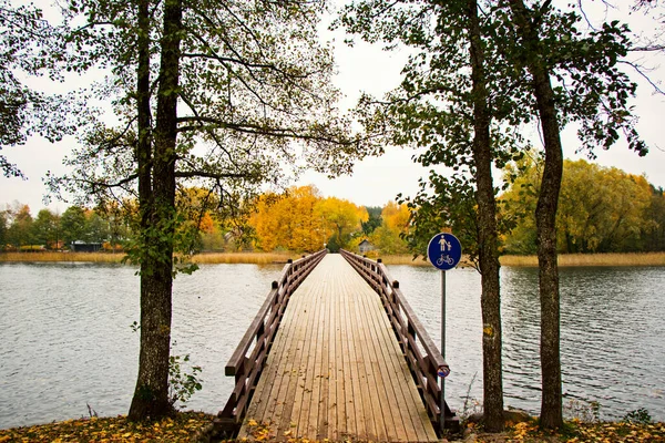 Trakai Lithuania October 2017 Bridge Sing Park — стокове фото