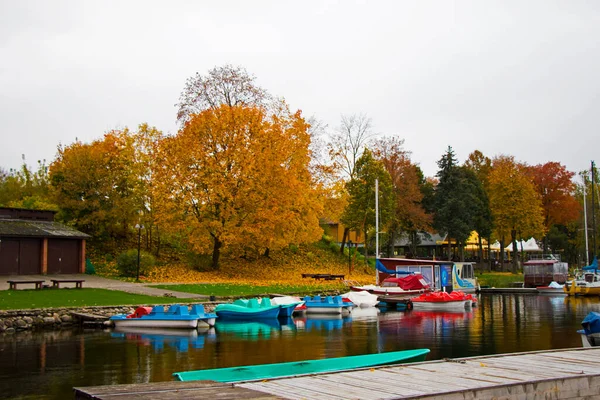 Trakai Lithuania October 2017 Boats Beach Park — Stock Photo, Image
