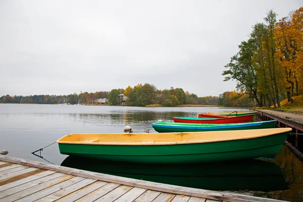 Old Wooden Boats Beach Trakai Gavle Lake Lithuania Autumn Fall — Stock Photo, Image