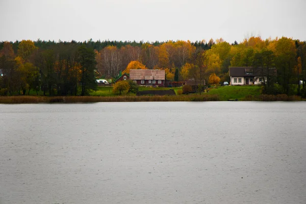 Gamla Byn Trähus Trakai Litauen Trakai Stad Sydöstra Litauen Väster — Stockfoto