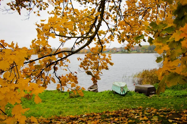 Old Wooden Boats Beach Trakai Gavle Lake Lake Lithuania Autumn — Stock Photo, Image