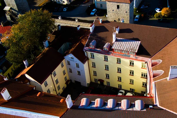 Vista Ciudad Tallin Coloridos Techos Edificios Lituania —  Fotos de Stock