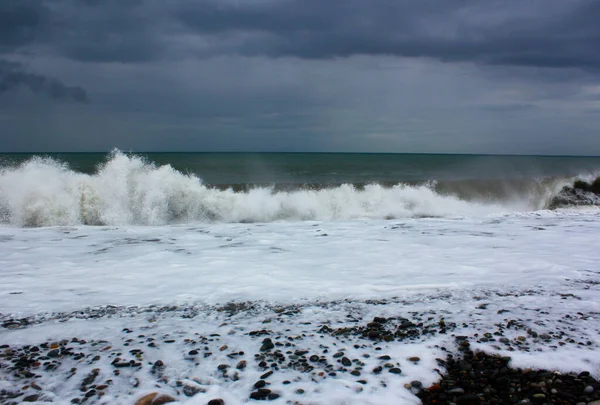 Mar Tempestuoso Ondas Vento Mar Negro Geórgia Gotas Salpicos — Fotografia de Stock