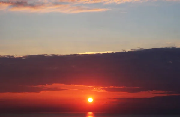 Prachtige Zonsondergang Zwarte Zee Van Georgië Horizon Kleurrijke Hemel Oranje — Stockfoto