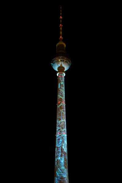 Berliinin Valofestivaali Vuonna 2017 Sivunäytös Rakennuksista Maamerkeistä Värikkäät Valot Teollinen — kuvapankkivalokuva