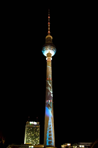 2017 Deki Berlin Işık Festivali Binalar Simgeler Renkli Işıklar Endüstriyel — Stok fotoğraf