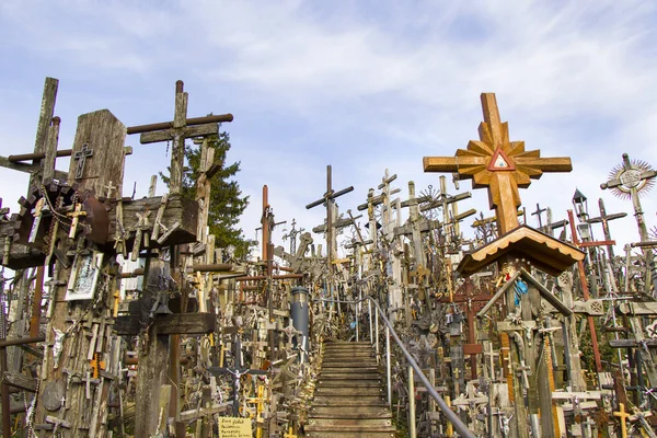 Hill Crosses Large Group Crosses Hill Lithuania Famous Landmark Must — Stock Photo, Image
